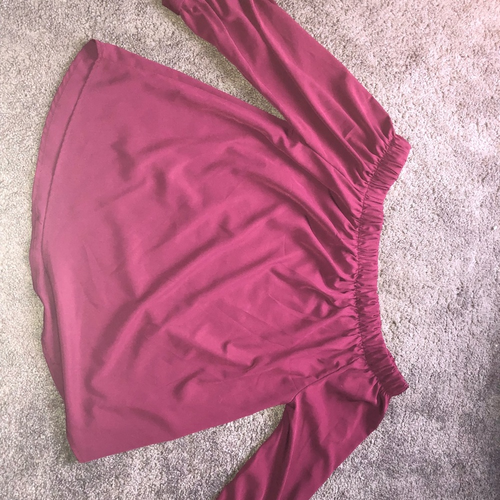 Off the shoulder maroon top